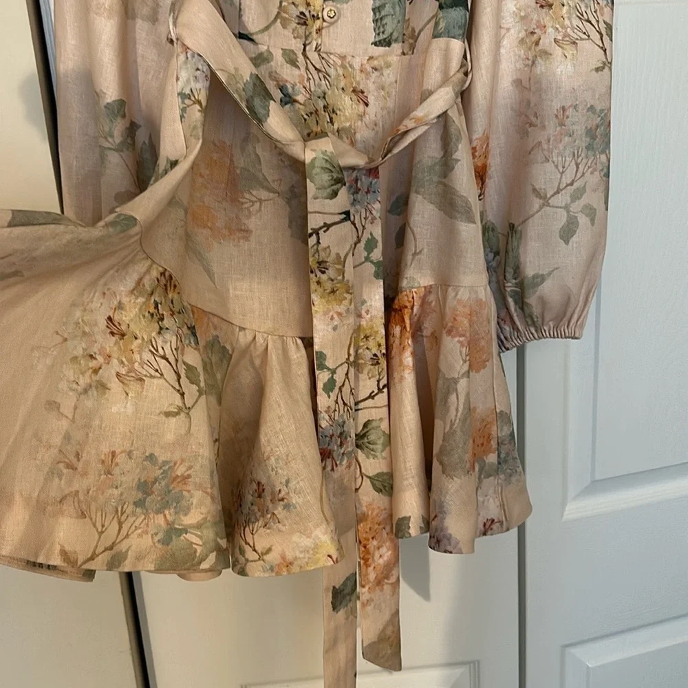 Zimmermann 2 Linen Floral Mini Dress - Picture 8 of 11